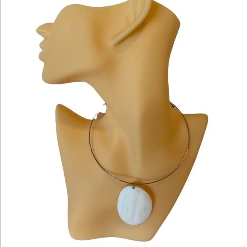 Genuine Mother of Pearl Silver Choker With Comfortable 17.5” Circumference.
